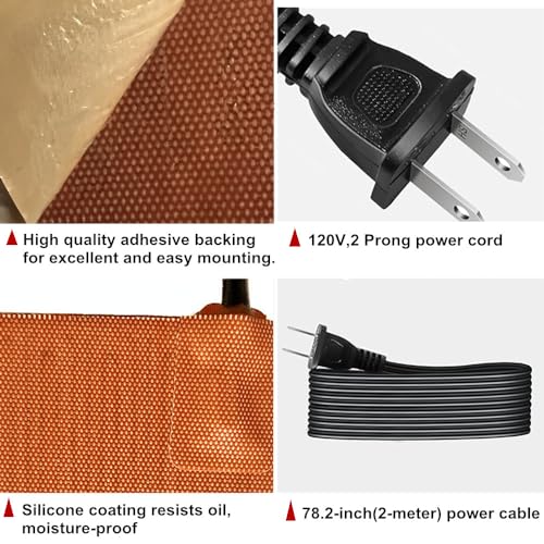 Richoose HP20231013 Silicone Engine Heated Pad 100X130Mm, 120V Engine Heater Pad, 150W Adhesive Flexible Heating Pad For Car Oil Pan/Tank Type thumb #2