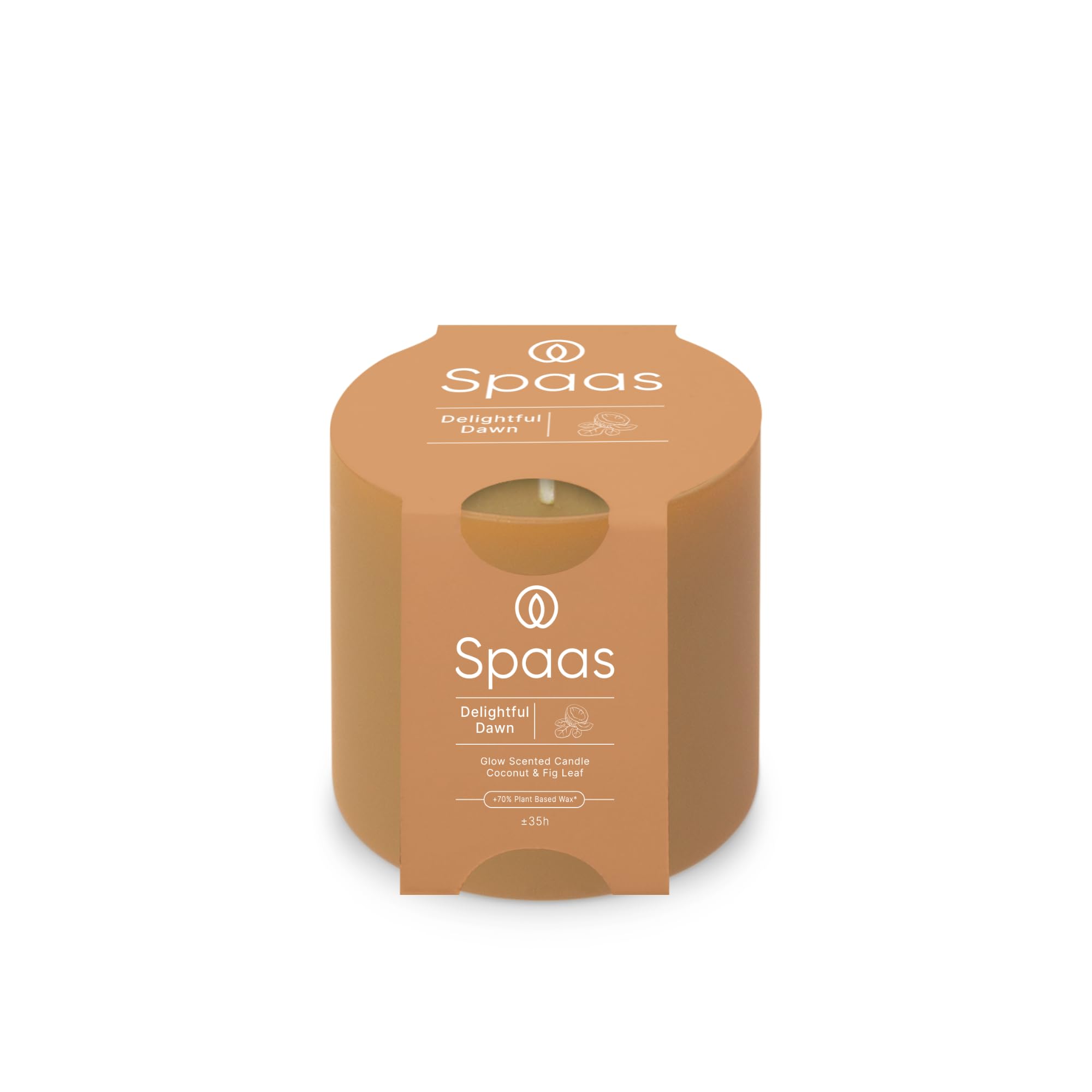 Spaas 6 candele profumate Glow, ± 35 ore, deliziosa alba, cocco e foglia di fico