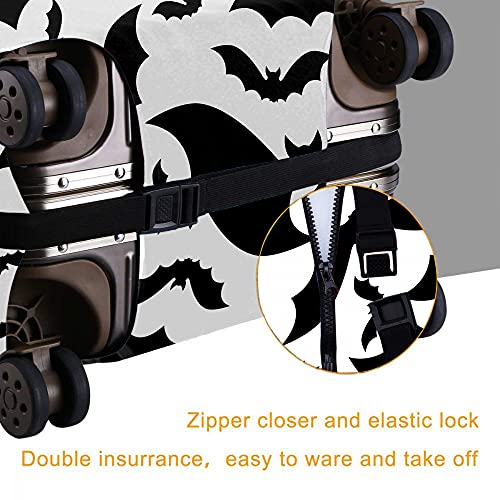 WONDERTIFY Bats Luggage Cover Spooky Halloween Dark Dead Washable Suitcase Protector Anti-Scratch Suitcase Cover Black White Fits 22-24 Inch4