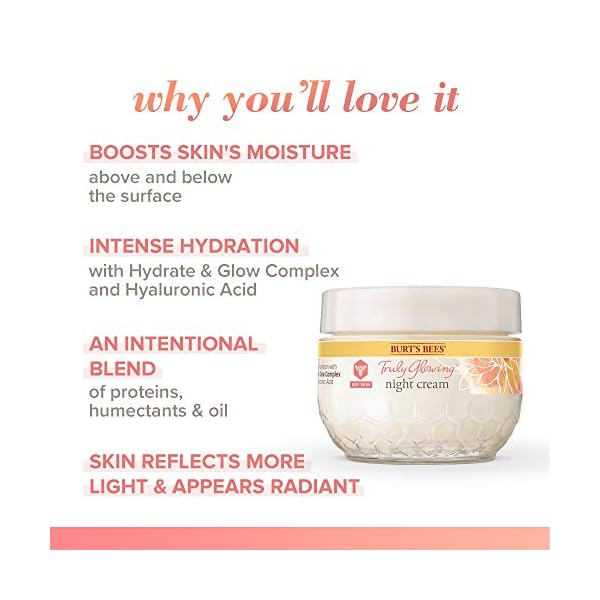 Burts Bees Truly Glowing Night Cream - Dry Skin Unisex 1.8 oz, White