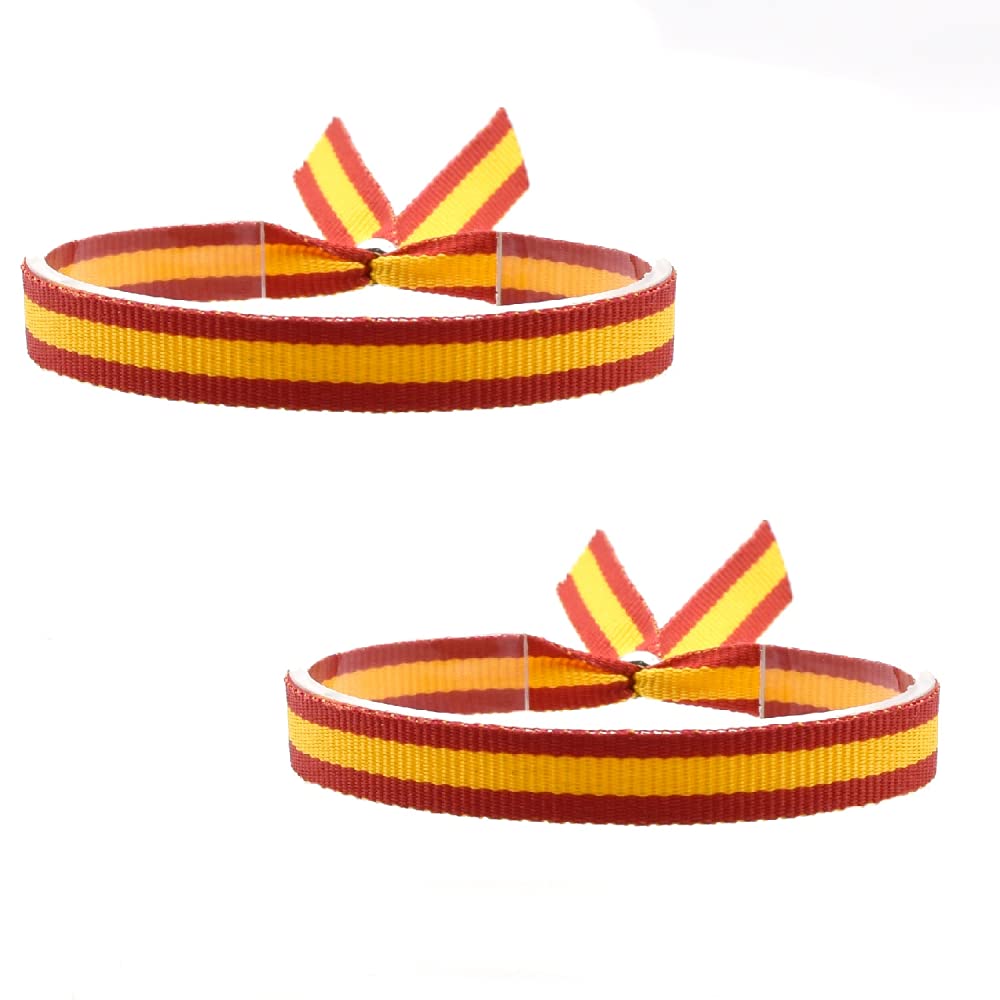 BDM Pulsera de Tela Bandera de España con Cierre Ajustable, Colgador de Coche. Ancho 10 mm. (2 Unidades)