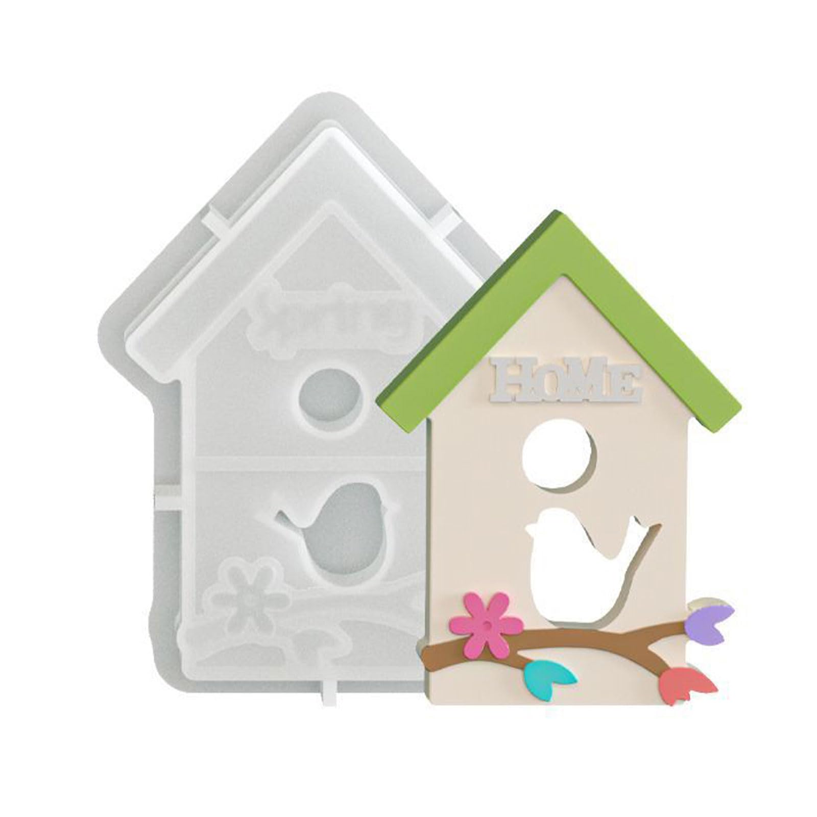 EXQIOUR Bird House Silicone Molds Food Safe Baking for Making Soap Chocolate Fondant Gypsum Decoration House Mold Easter Soap Chocolate Craft