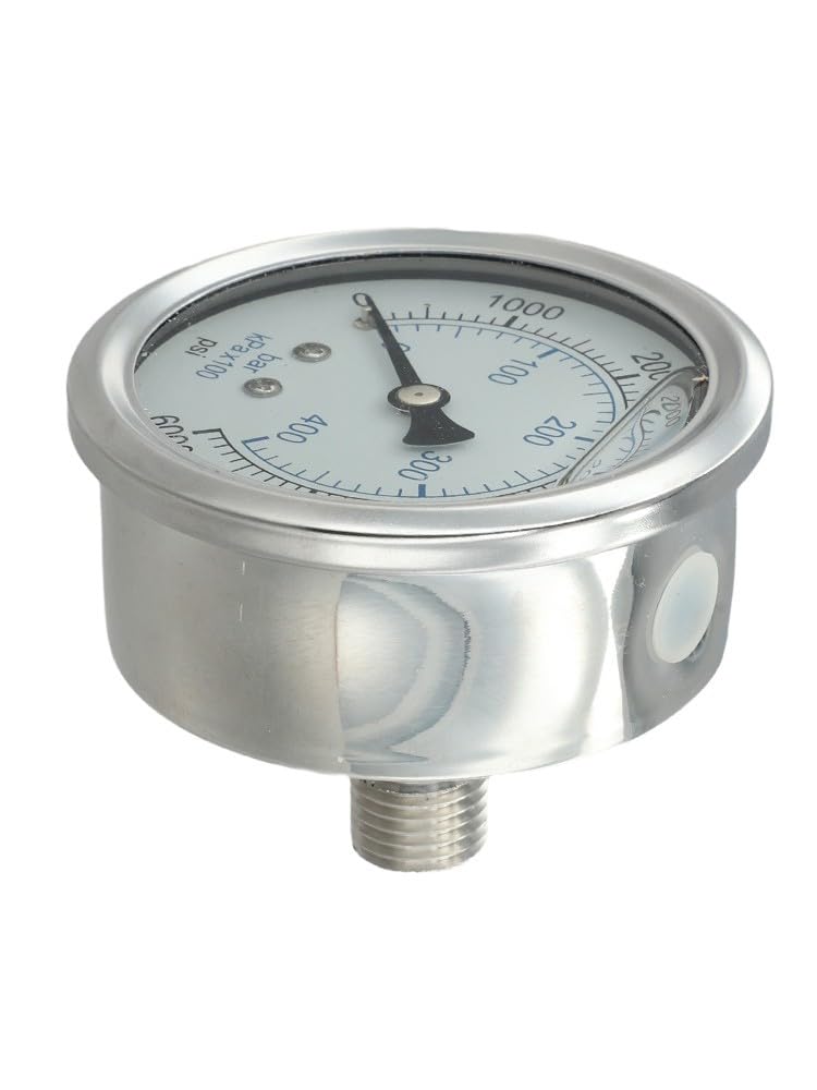 Manometer 0-400 Bar 6000 Psi für Hochdruckreiniger, M14x1,5 Gewinde, Metalllegierung Edelstahl D2,5 Zoll