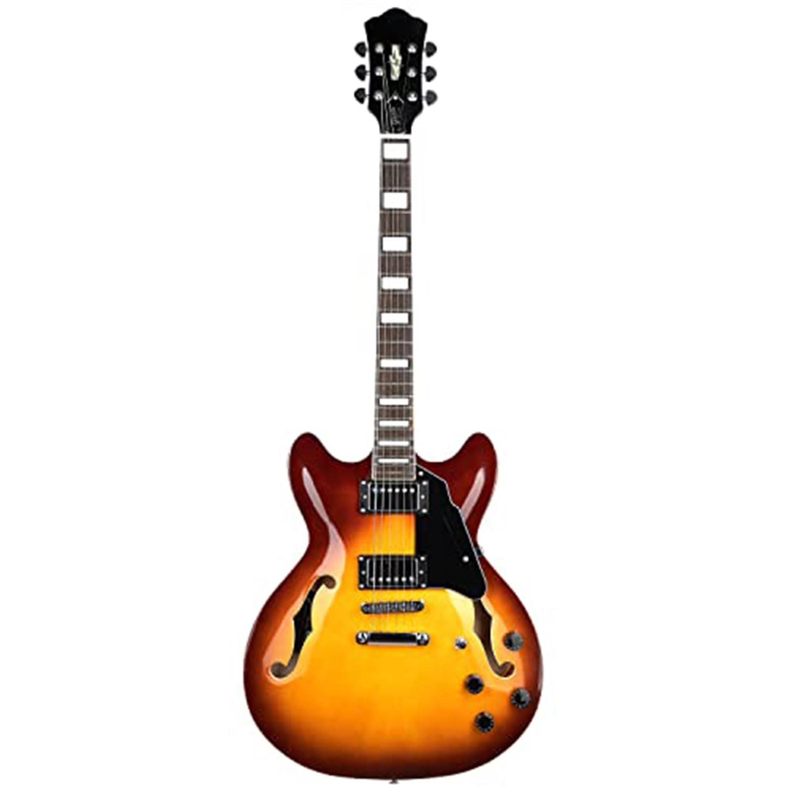Gitara Elektryczna Humbucker Pickup Na Pełną Skalę Palisander Gitara Elektryczna Semi Hollow Korpus Progi Ze Stali Nierdzewnej Trwałe(Sunburst)