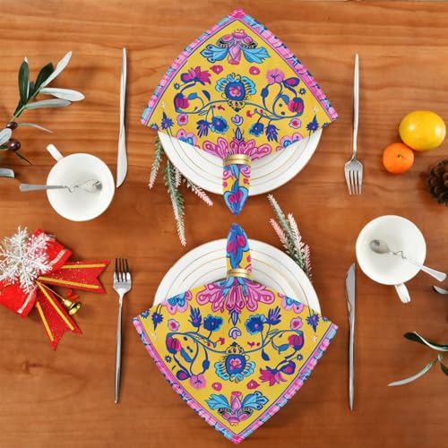 Servilletas de Tela Qilmy Mexicano Flores Set x6 20x20 in miniatura 4
