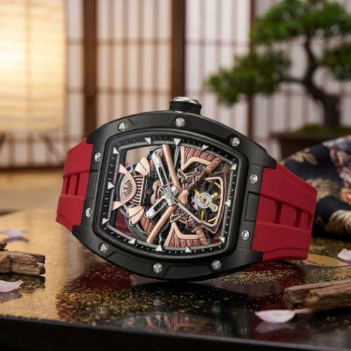 Image of ALIX Men's Automatic Skeleton Self-Winding Water Resistant Chronograph Analog Watch