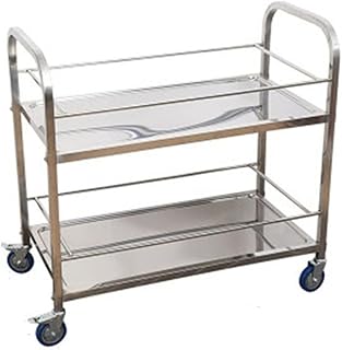 Kitchen Mobile Utility Rolling Carts, Serving Cart, Rolling Lab Cart, Sturdy Stainless Steel Trolley, Landing Storage Shelf, 3 Storey Cart, Seasoning Car, Collecting Bowl Car 95 * 50 * 95cm E