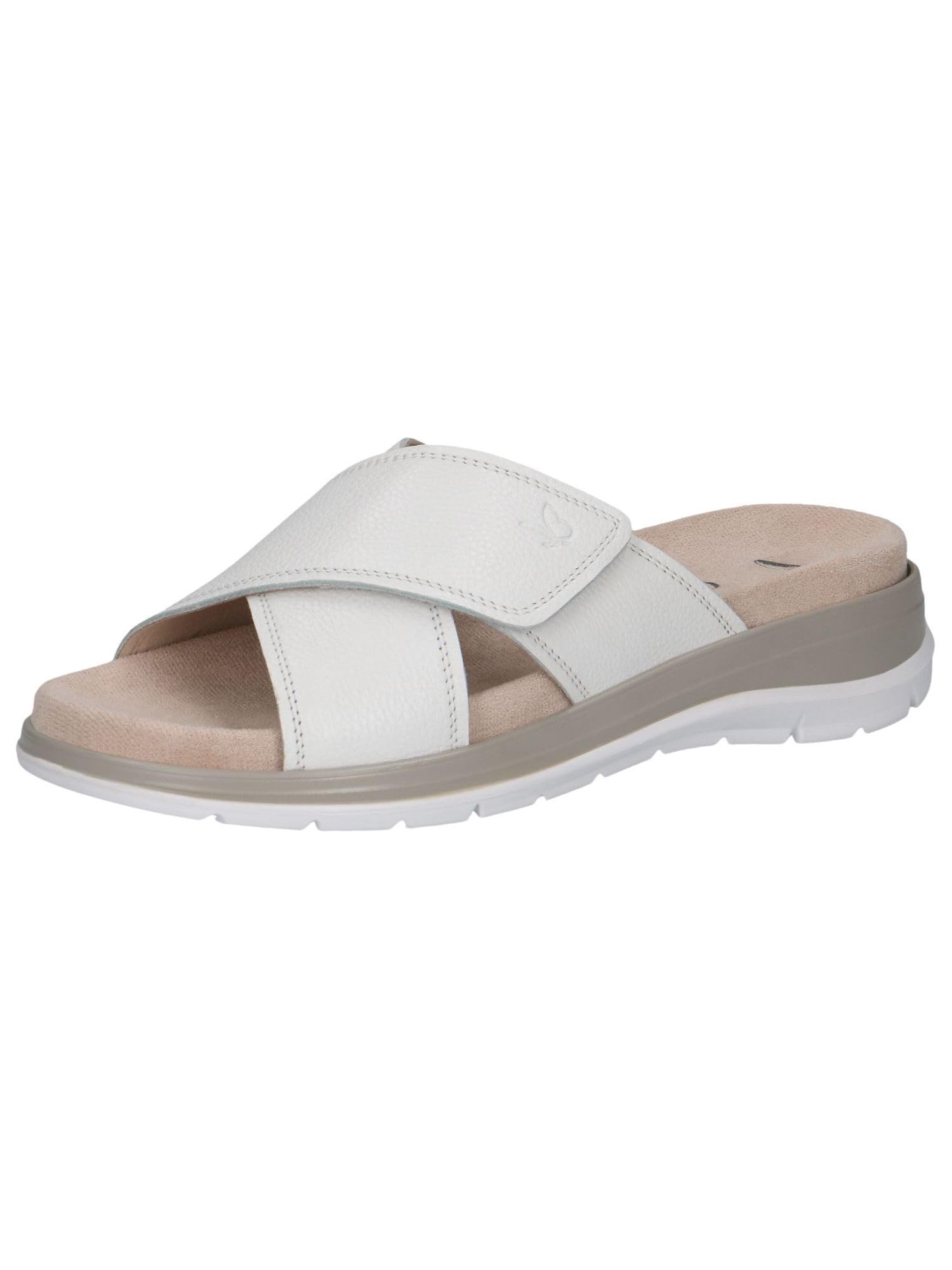CAPRICE Women's Leather Mules with Velcro, White (White Nappa), 6.5 UK