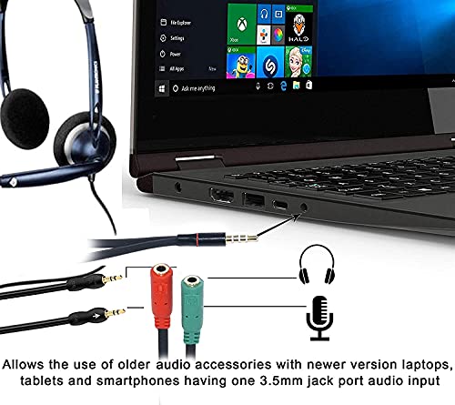 Image of NISHTECH 1 Male to 2 Female 3.5mm Audio Jack to Headphone Microphone Splitter Converter Adaptor Cable(Specially Design for Mobile and Tablet Only)