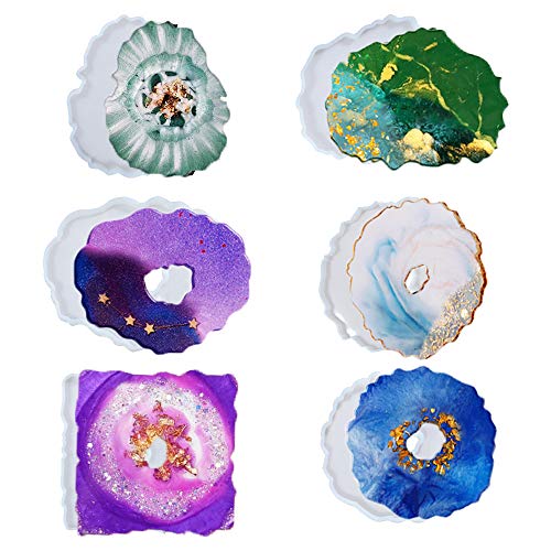 6 Pack Resin Silicone Molds,DIY Resin Molds Coaster Resin Casting Molds Large Silicone Sheet for DIY Crafts