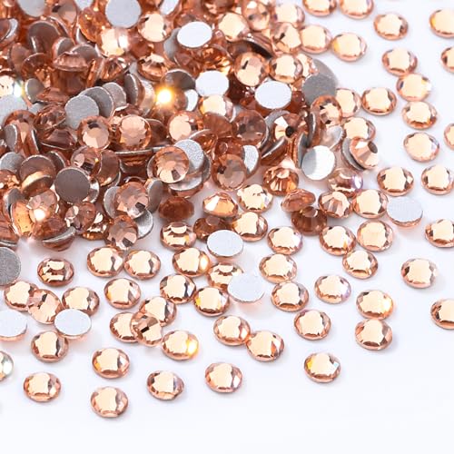 Image of Champagne Flatback Rhinestones, Glass Rhinestones for Nail Art and Craft, Glue Fix, Loose Crystal Gemstones(Champagne, SS6, 1440pcs, 1.9-2.0mm)