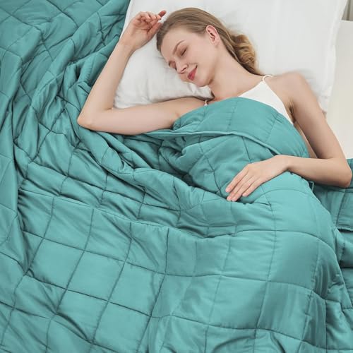 Image of Teal Weighted Blanket for Adults 20lbs, 60 inchx80 inch, Queen Size Cooling Heavy Throw Blanket for 180-220lbs, Microfiber Soft Thick Big Blankets Weighted Comforter Breathable Gift for Sleeping
