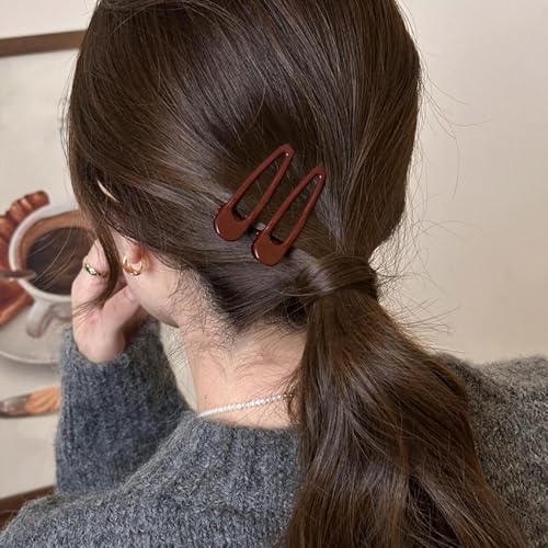4Pcs Pinzas de Pelo Rectangulares Huecas Burdeos para Mujer, Clips de Pelo Decorativos, Pinzas de Pelo de Metal Antideslizantes, Clips de Moda para Peinados, Barretes Estéticos para Flequillo Lateral miniatura 5