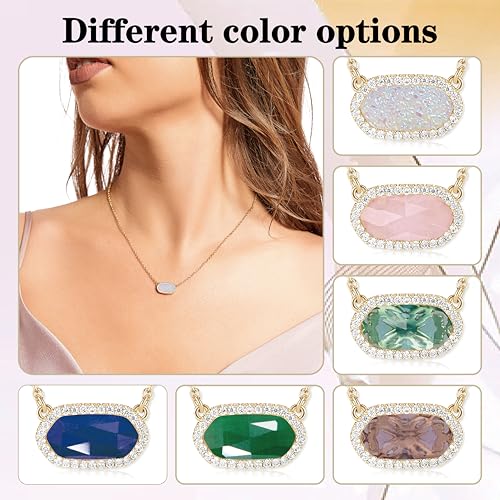 14k Gold Plated Necklace Hexagon Synthetic Gem Pendant Dainty Fashion Jewelry Birthday Wedding Gift For Women3