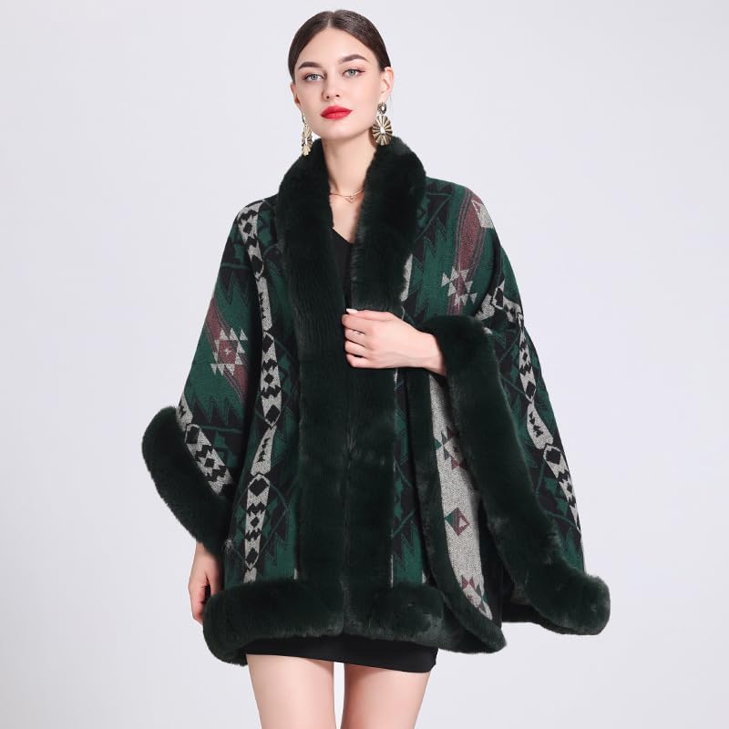 Autumn and Winter Shawl Cape Knitted Cardigan Loose Cloak Coat for Women2