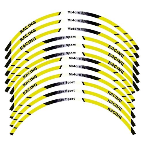 Pegatinas para Llantas Pegatinas Reflectantes para Ruedas De Motocicleta De 14'' Y 13'', Cinta Adhesiva con Franjas para Llantas, Accesorios para PCX 125 Pcx 125 2021 2023(Yellow)