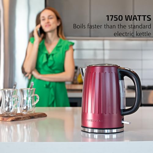 OVENTE Electric Kettle, 1.7L Stainless Steel Fast Boiling Water Heater with 1750W Power, BPA Free & Cordless Body, Auto Shut-Off, Boil-Dry Protection, Indicator Light & Removable Filter, Maroon KS711M - Image 3