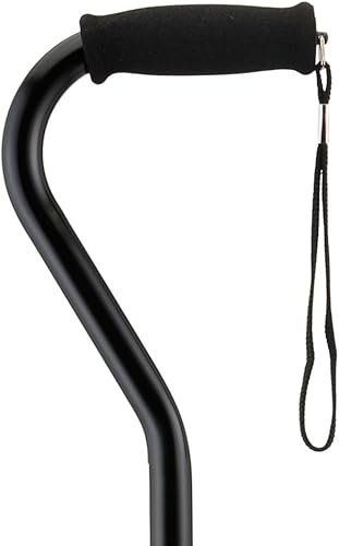 Nova Medical Products - Bastón con asa y correa en color azul y rosado sobre negro, 1060BK, Negro, 1