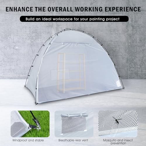 Image of Portable Paint Booth Tent, Siebwin Extra Large 10(L) x6(W) x6.5(H) ft Spray Paint Tent with Built-in Floor & Mesh Screen & Windproof Hooks for Furniture DIY Hobby Tool Spray Paint Shelter, Gray