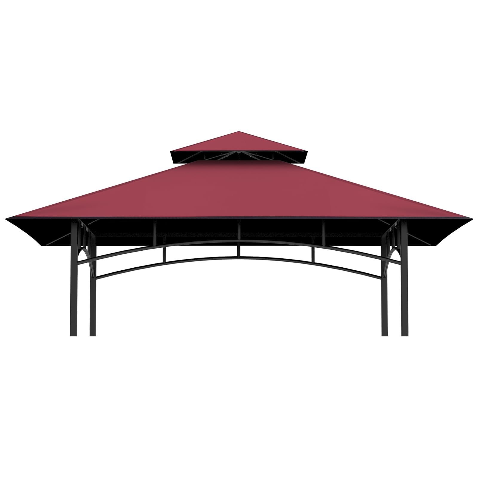 Grill Gazebo Replacement Top, 5 * 8 Outdoor BBQ Gazebo Top Cover, Double Layer BBQ Gazebo Top Canopy for Model #L-GG001PST-F(Burgundy)