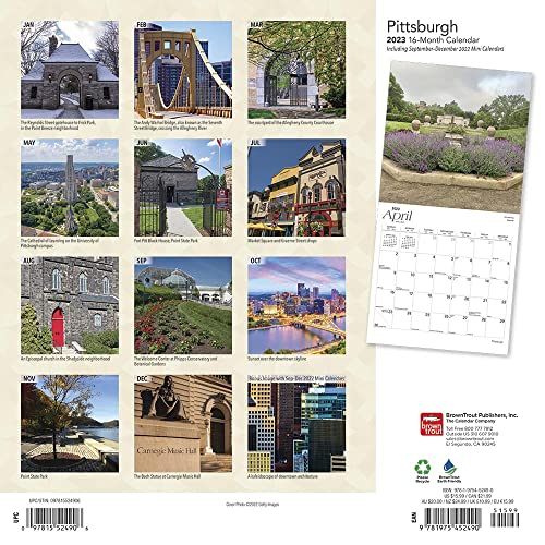 Pittsburgh-2023-12-x-24-Inch-Monthly-Square-Wall-Calendar-BrownTrout-USA-United-States-of-America-Pennsylvania-Northeast-City