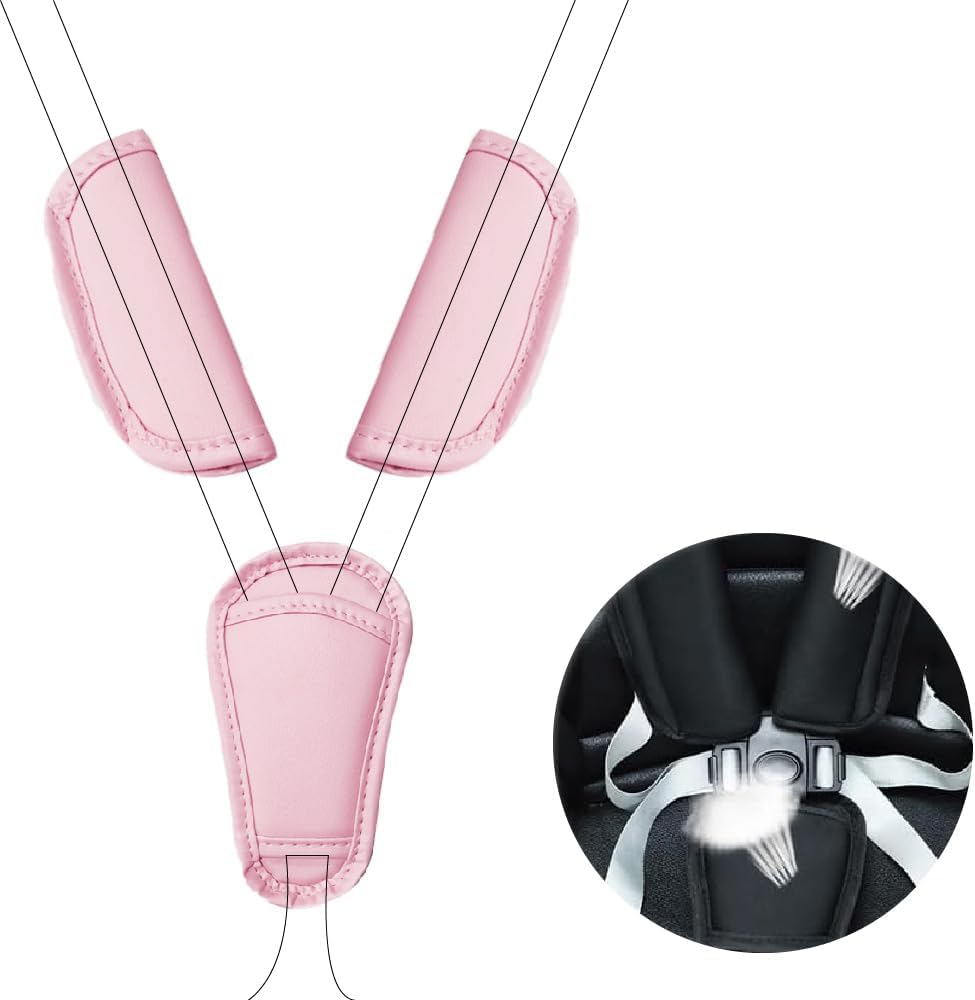 3 Pezzi Copri Cintura di Sicurezza per Bambini Imbottiture per Cinture di Sicurezza per Bambini Cuscino per Cintura di Sicurezz per Passeggino per Bambini (grigio)
