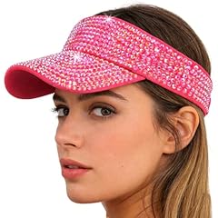 Rose Red Hat+white Rhinestone