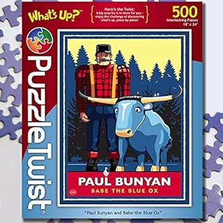 PuzzleTwist Jigsaw Puzzle | Paul Bunyan and Babe The Blue Ox | What's Up Series? | 500 Pieces | Lumberjack Hero Family Pas...