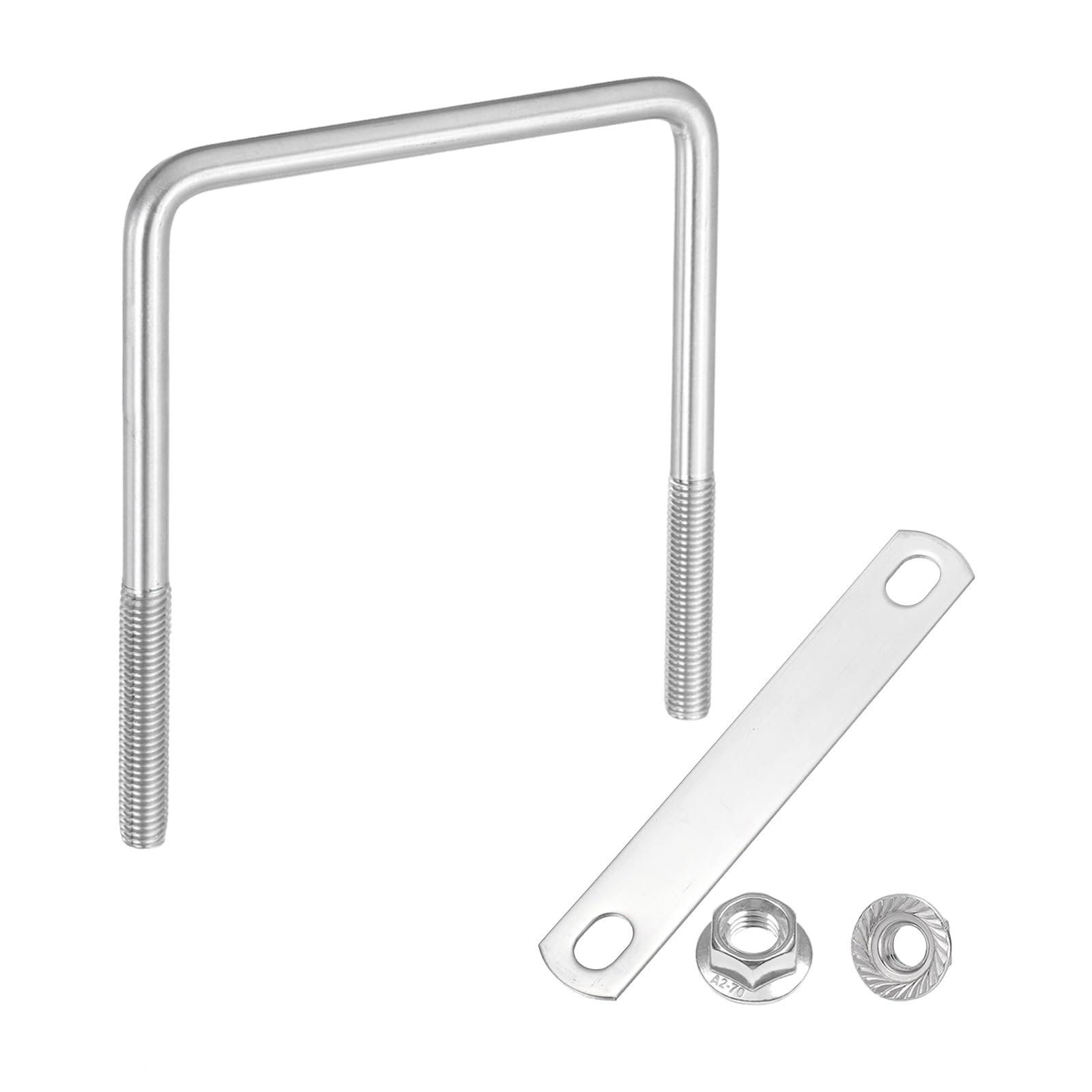 sourcing map M10 4-5/16 Inch Inner Wide Square U Bolts, 5-5/16 Inch Length 304 Stainless Steel U-Bolts with Flange Hexagon Nuts, Frame Plates for Trailer, Automotive, (110mm W x 135mm L)