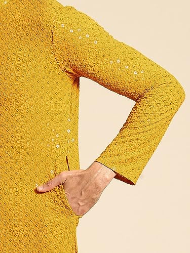 Image of Rajubhai Hargovindas Men Chikankari and Sequin Work Kurta