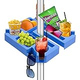 Keeswin 13 Inch Beach Umbrella Table Tray with Cup Holders, Snack Compartments, Sunglasses Holes, Ph