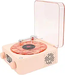 Caixa De Som Vitrola Toca Disco Vinil Bluetooth Cartao Tf USB Recarregavel Portatil Musica Luminaria Led Retro Vintage