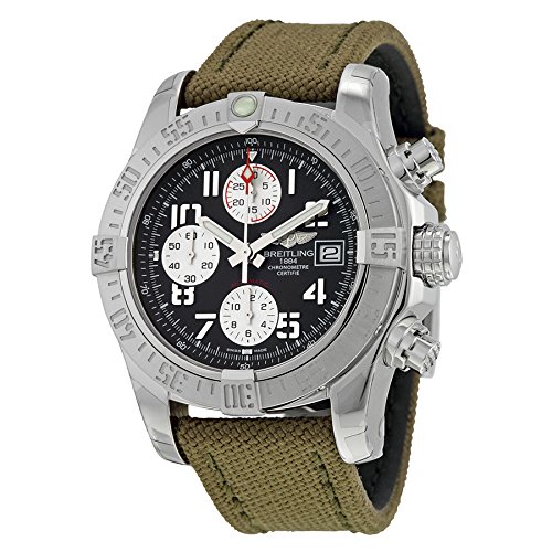 Breitling Avenger II Automatic Chronograph Grey Dial Military Strap Mens WatchA1338111-F564GRFT