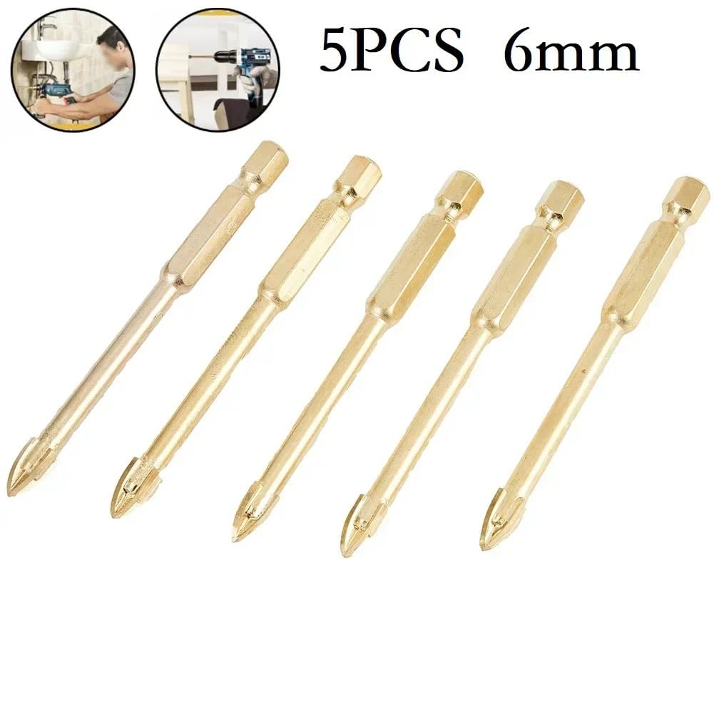 5 pezzi 6 mm taglienti punte for legno trapano vetro cemento piastrelle di ceramica marmo