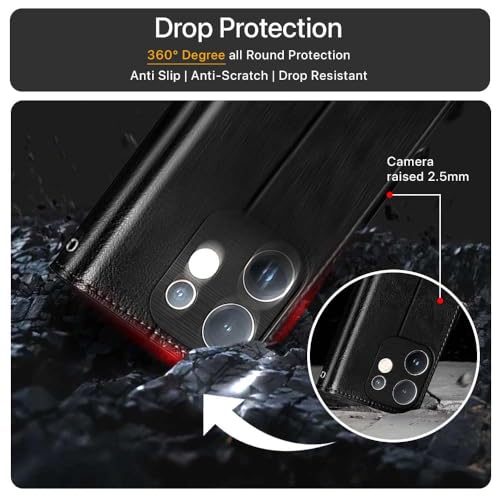 Image of WOW IMAGINE Shock Proof Flip Cover Back Case Cover for Vivo V60 5G | V60e 5G | Vivo T4 Pro 5G (Flexible | Leather Finish | Card Pockets Wallet & Stand | Black)