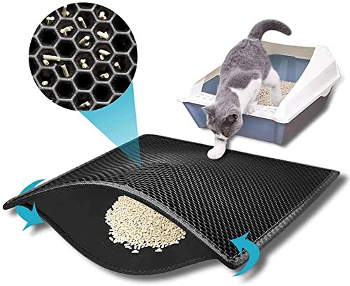 Kaxionage Cat Litter Mat, Litter Box Mat,Honeycomb Double Layer Trapping Litter Mat Design,Waterproof Urine Proof Kitty…