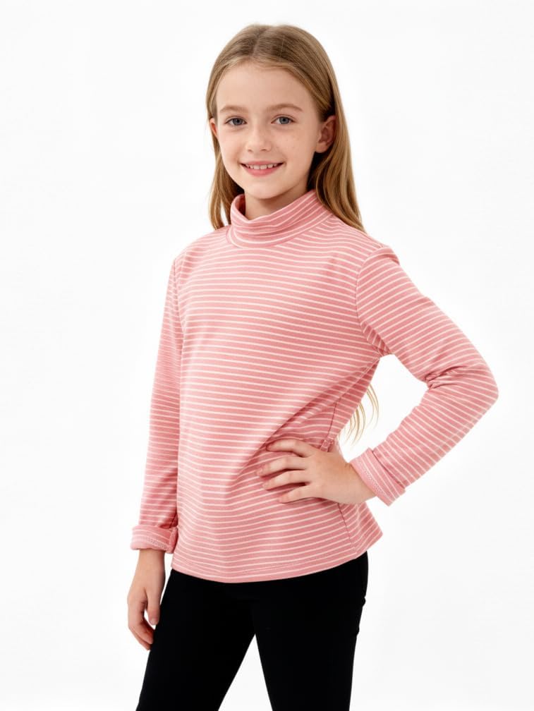New 8-14Y Girls Mock Neck Turtleneck Long Sleeve Shirt Soft Stretchy Basic Layering Tee Top - Image 5