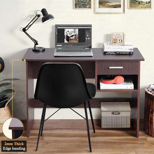 Image of ABOUT SPACE Study Table with Drawer & Bottom Storage -Computer Table for Laptop, Desktop, PC, Working, Drawing, Engineering Wood Office Desk for Home (Flower Wenge -L 90 x B 40 x H 75cm)