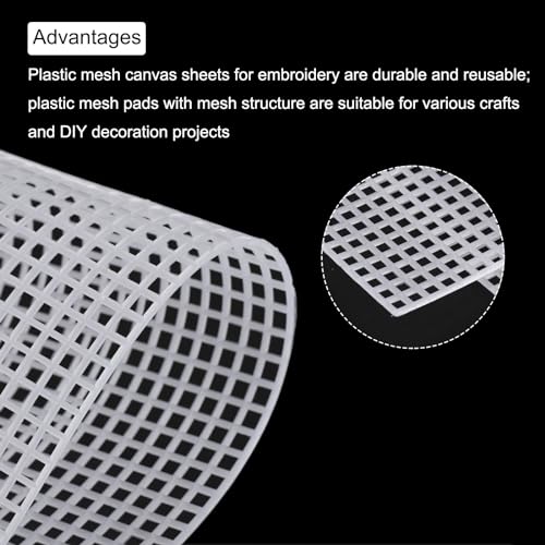 Image of MECCANIXITY 6pcs 13 inchx20 inch Plastic Mesh Canvas Sheet 6 Count Needlepoint Blank Canvas for Embroidery Knit Crochet Acrylic Yarn Crafting, White