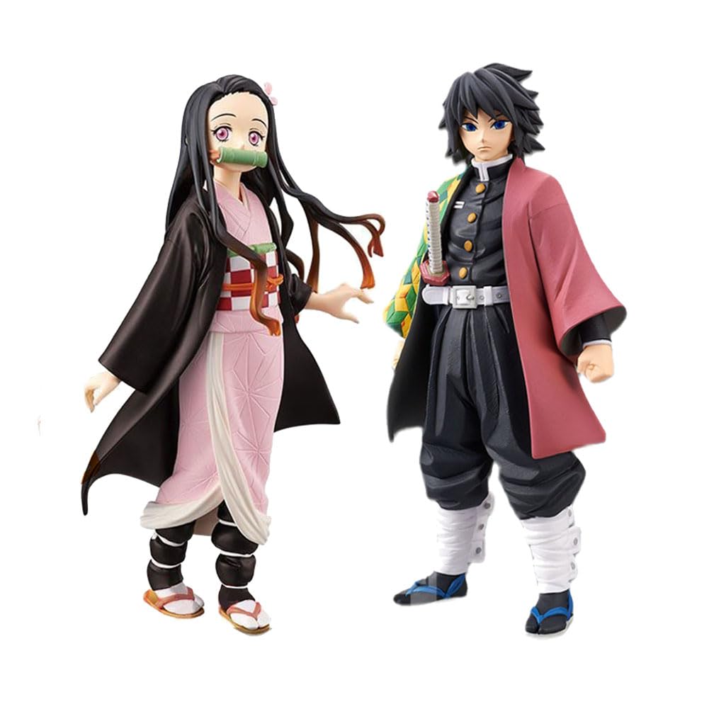 Tongyundacheng – 3 Figurines Demon Slayer (Tanjiro, Zenitsu, Inosuke) – 16 Cm, PVC, Collection Bureau Ou Cadeau