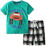 Frogwill Toddler Boys Monster Trucks Short Set Outfits Summer Clothes 6t, Green