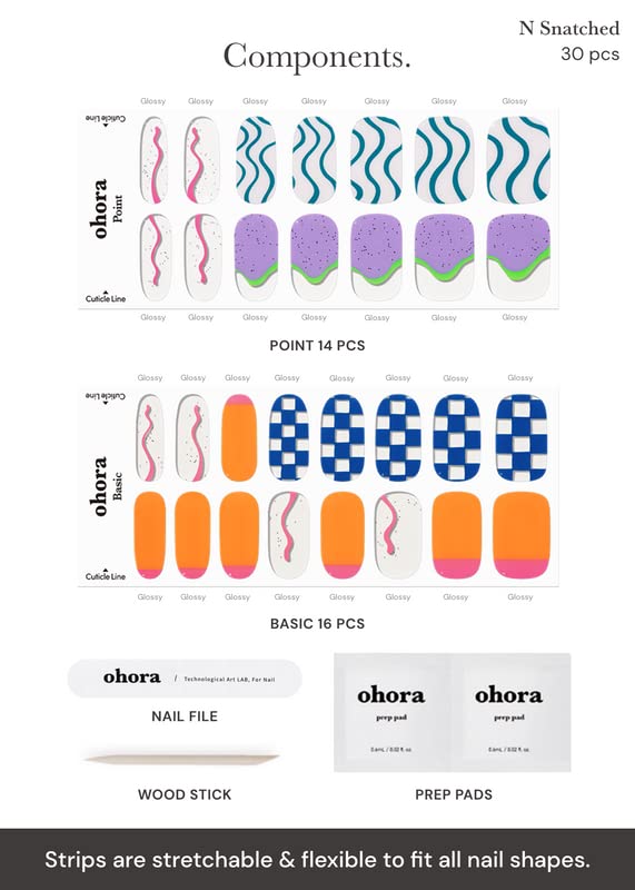 Miniatura 6 de ohora Tiras de uñas de gel semicuradas (N Snatched), azul, estampadas, funcionan con cualquier lámpara UVLED, calidad de salón, larga duración,
