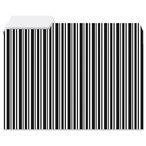 24 Elegant Black File Folder Value Pack - Set Of 24 (6 Designs) 1/3 Cut Staggered Tabs, Letter-Size Designed Folders #TOP5