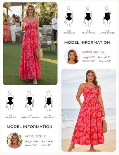Image of GRACE KARIN 2026 Women's Spaghetti Vacation Sundress Summer Beach Flowy Boho Floral Maxi Dresses with Pockets