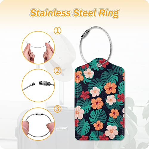 Image of Set of 2 Luggage Tag Suitcases Tag with Privacy Name Lable ID Card PU Leather Baggage Tags for Men Women Travel