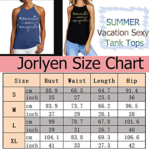 Mamacita Needs A Margarita Women's Halter Tank Top Funny Running Graphic Sleeveless Beach Tee, Navy Blue S #TOP4