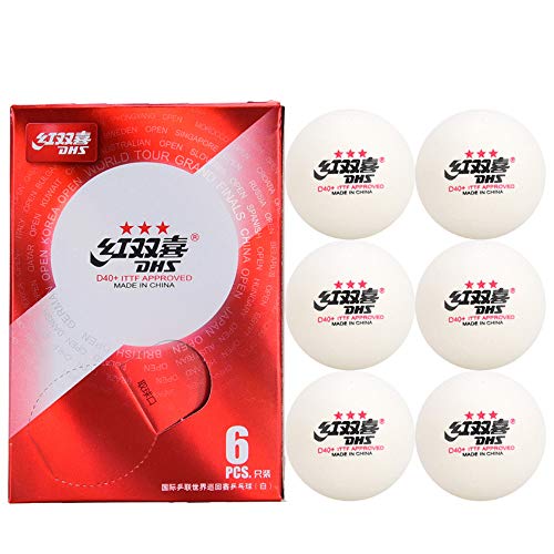 DHS ABS D40+ 3-Star White International Table Tennis Federation World Tour Table Tennis Balls, 6 / Box (1 Box x 6 Balls)