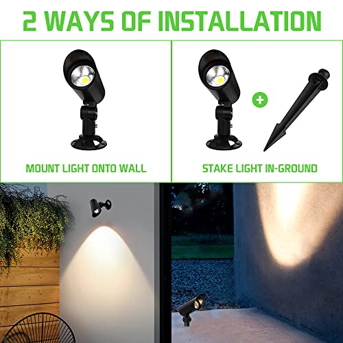 Intwell 30W Led Landscape Spotlight, Flag Pole Light,110-260V Outdoor Spotlights Weatherproof Landscape Lighting With Stake Us, 3-Plug 8.2Ft Cord 2Pack, 3000Lm,(6000K Cool White) #TOP6