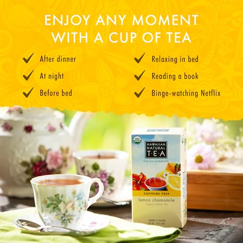 Image of Hawaiian Natural Tea Organic Lemon Chamomile Herbal Tea Bags, 120 Count