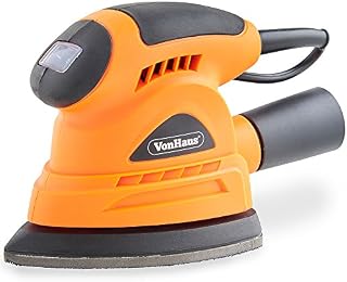 VonHaus 130W Palm Compact Detail Sander with Dust Extraction Port - Compact Ergonomic Design for Hand - Multi Use